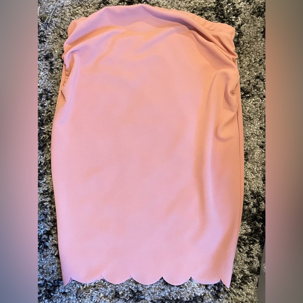 SHEIN maternity blush Pink Pencil Skirt Scalloped Hem adjustable waistband XL/12